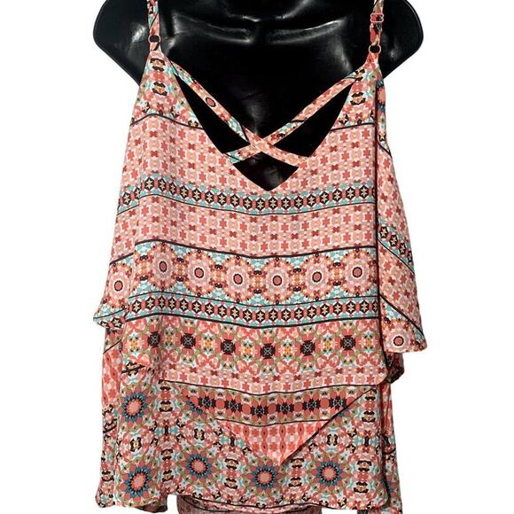TORRID Women's  Spaghetti Strap Criss Cross (back) Layered Multicolor Tank Sz‎ 2 - Picture 2 of 5